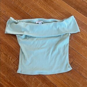 Women's Off-Shoulder Ribbed Top - Light Green